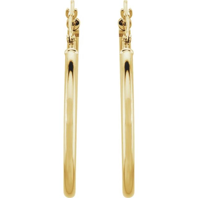 14K Yellow Tube 30 mm Hoop Earrings