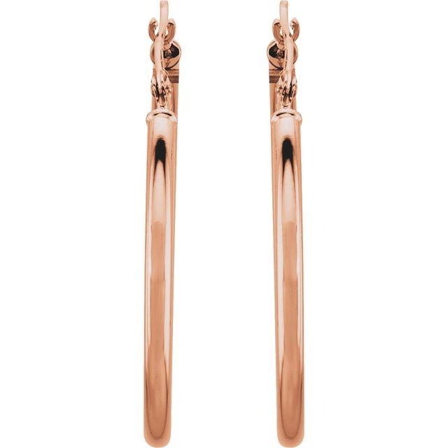 14K Rose Tube 30 mm Hoop Earrings