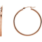 14K Rose Tube 34 mm Hoop Earrings