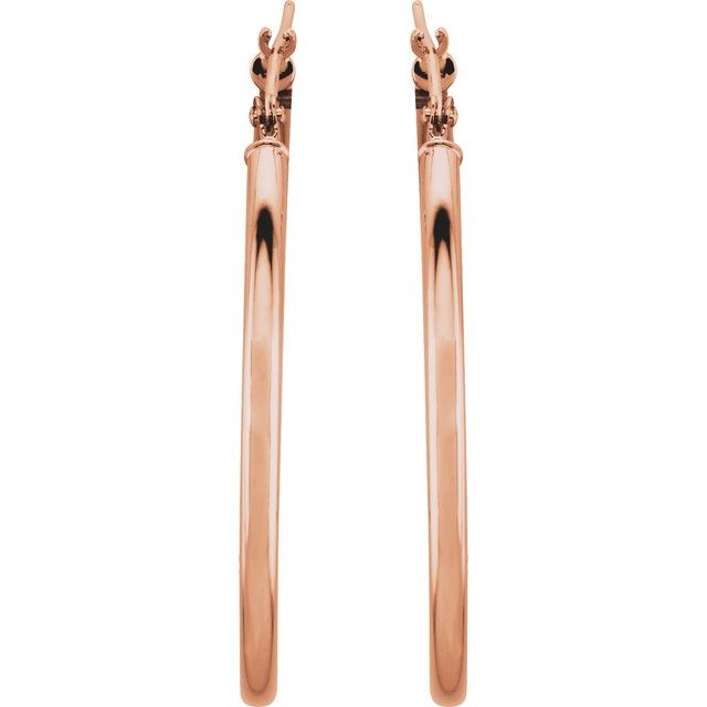 14K Rose Tube 34 mm Hoop Earrings