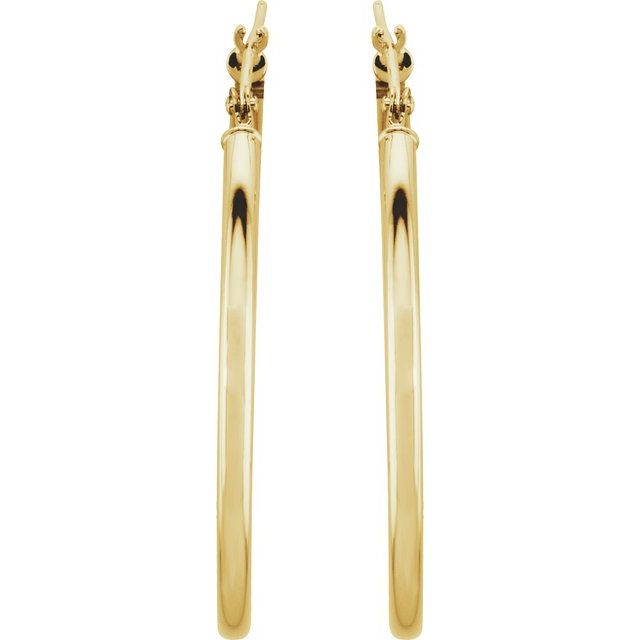 14k Yellow Tube 34 Mm Hoop Earrings