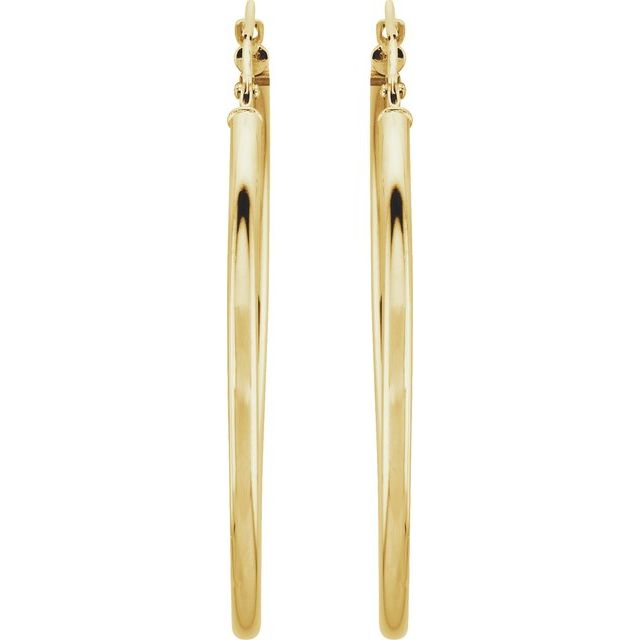 14K Yellow Tube 40 mm Hoop Earrings