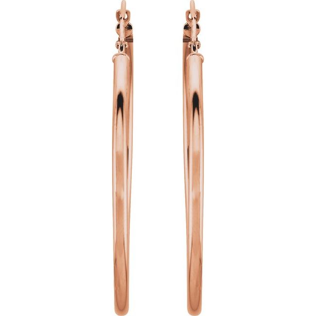 14K Rose Tube 40 mm Hoop Earrings