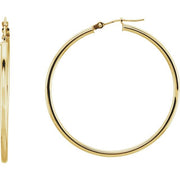 14K Yellow Tube 40 mm Hoop Earrings