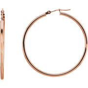14K Rose Tube 40 mm Hoop Earrings