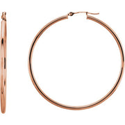 14K Rose Tube 47 mm Hoop Earrings