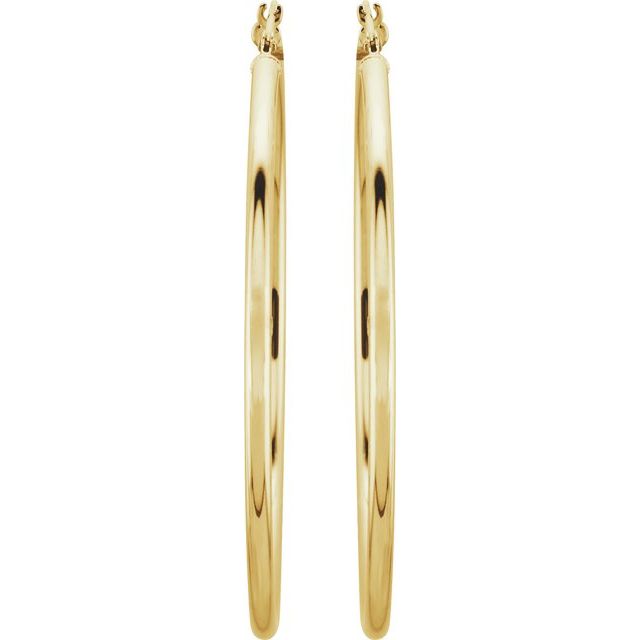14K Yellow Tube 47 mm Hoop Earrings