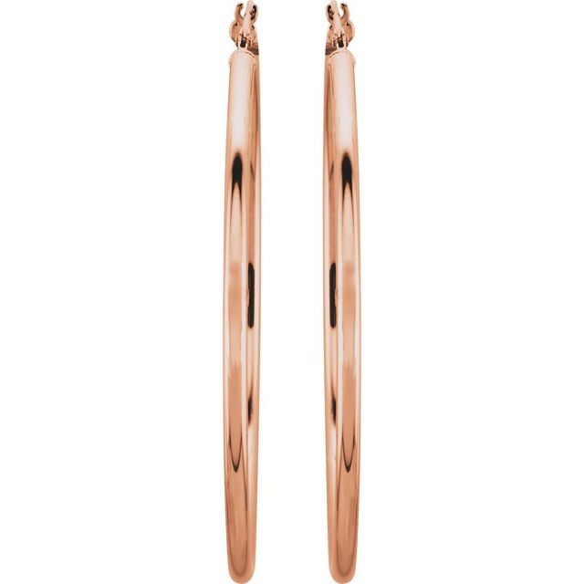14K Rose Tube 47 mm Hoop Earrings