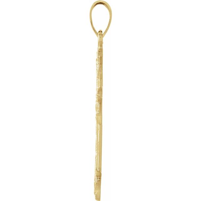 14K Yellow 23.5x17 mm Floral-Inspired Cross Pendant