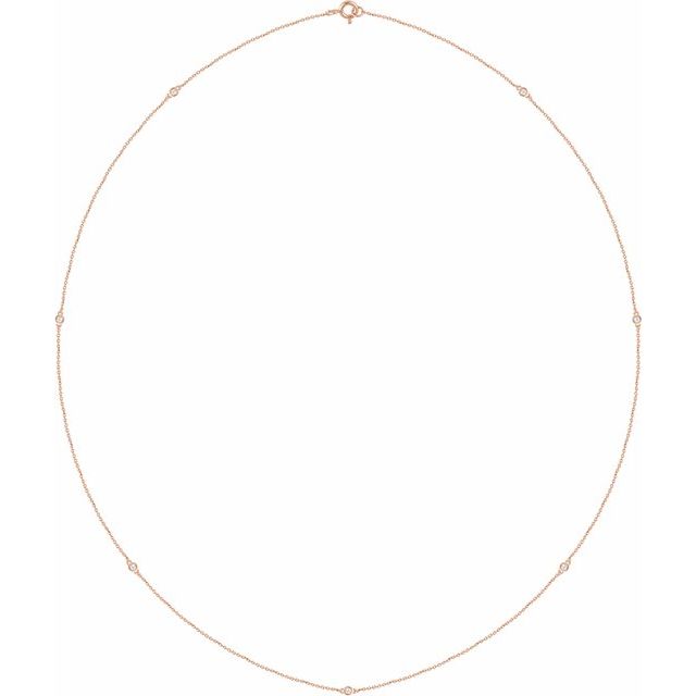 14k Rose 1/4 Ctw Natural Diamond 7-station 24' Necklace