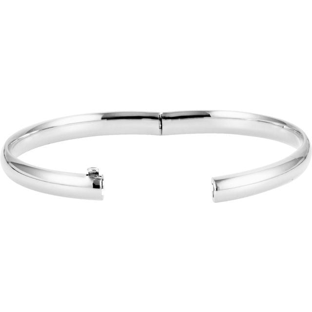 14K White 6.5 mm Hinged Bangle 7' Bracelet