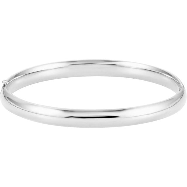 14K White 6.5 mm Hinged Bangle 7' Bracelet