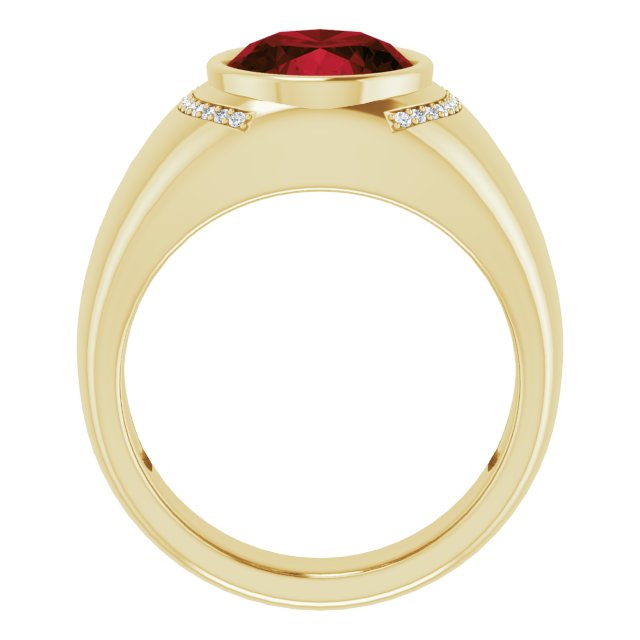 14k Yellow Natural Mozambique Garnet & 1/8 Ctw Natural Diamond Ring
