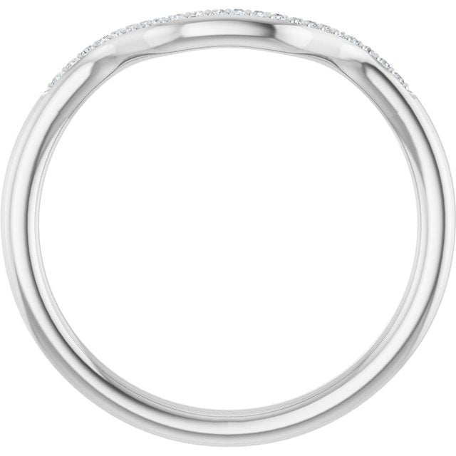 14k White .06 Ctw Diamond Band For 7x5 Mm Emerald Ring