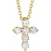 14K Yellow 1/4 CTW Lab-Grown Diamond Cross 16-18' Necklace