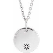 14K White Engravable .005 CT Natural Diamond 16-18' Necklace