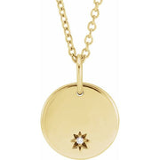 14K Yellow Engravable .005 CT Natural Diamond 16-18' Necklace