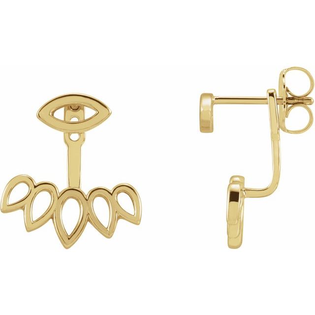 14K Yellow Geometric  Stud Earrings & Ear Jackets