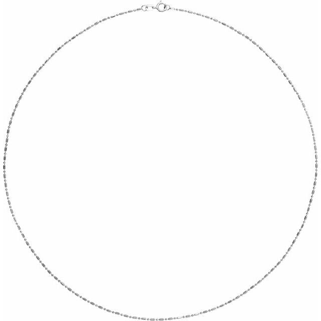 14K White 1.15 mm Hollow Diamond-Cut Bead 18' Chain