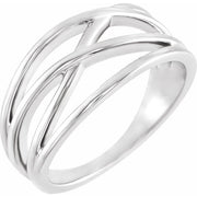 14k White Criss-cross Ring