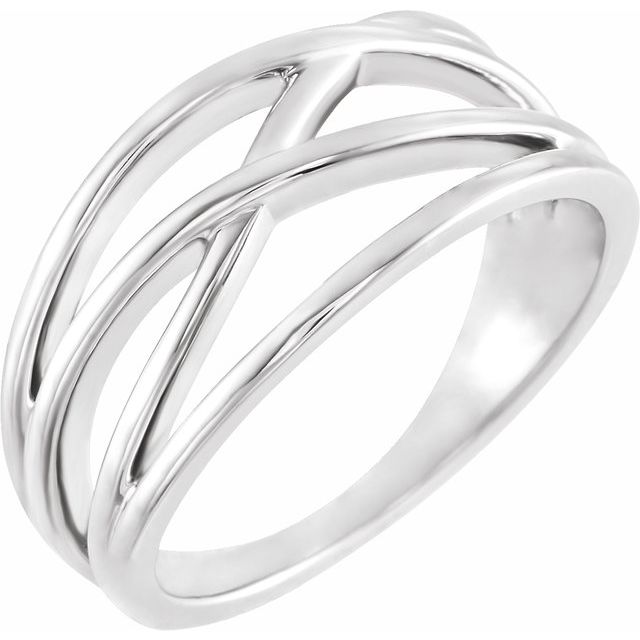 14k White Criss-cross Ring
