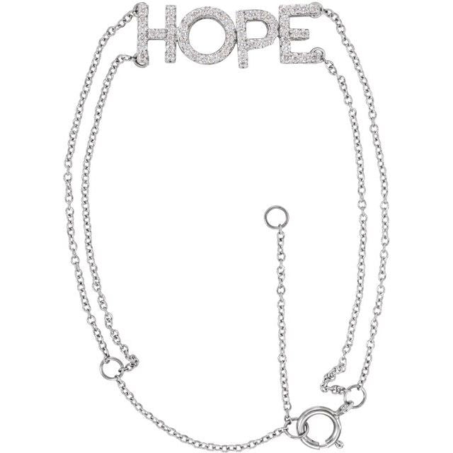 14K White 1/4 CTW Natural Diamond Hope 5-7' Bracelet