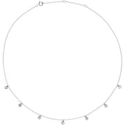 14K White Heart 7-Station 16-18' Necklace