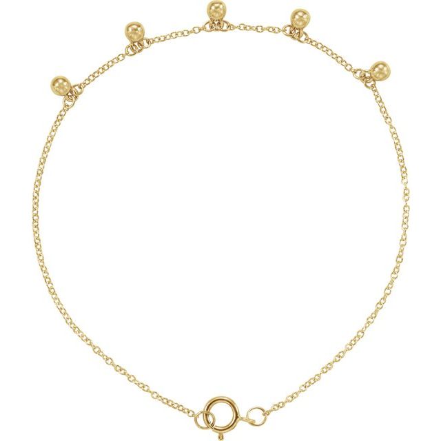14K Yellow Beaded 5-Station 7' Bracelet