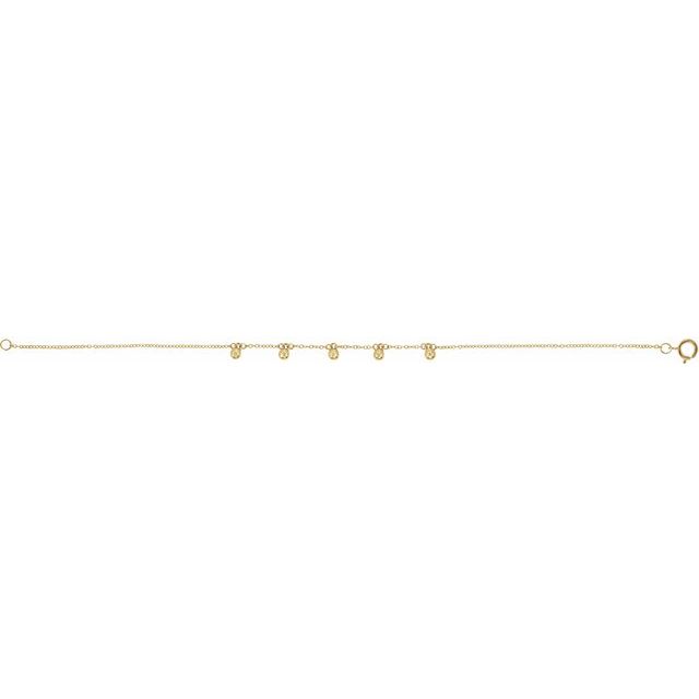 14K Yellow Beaded 5-Station 7' Bracelet