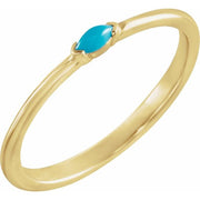 14K Yellow Natural Turquoise Stackable Ring