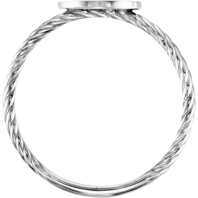 14k White Be Posh® Engravable Rope Signet Ring