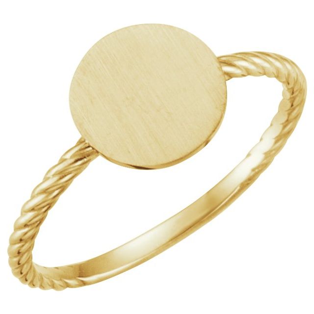 14k Yellow Be Posh® Engravable Rope Signet Ring
