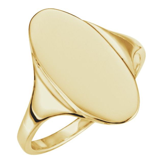 14K Yellow Oval Signet Ring