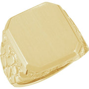 14K Yellow 18x16 mm Octagon Nugget Signet Ring