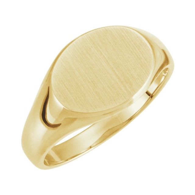 14K Yellow 12x9 mm Oval Signet Ring