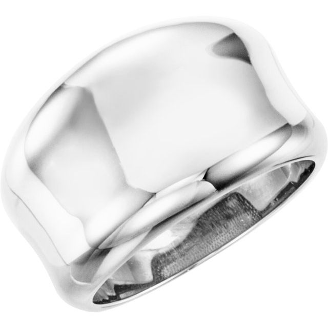 14k White Concave Ring