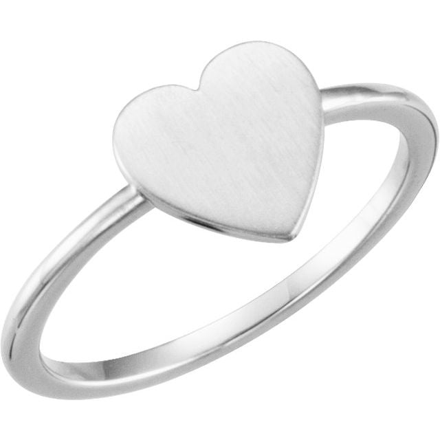 14k White Be Posh® Engravable Heart Signet Ring