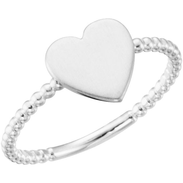 Continuum Sterling Silver Be Posh® Engravable Beaded Signet Ring