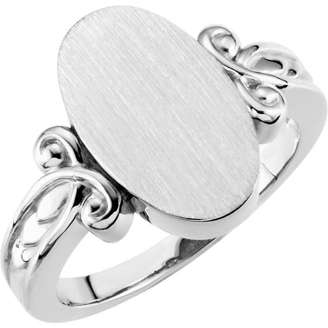 Sterling Silver 15.2x9.2 Mm Oval Signet Ring