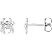 14K White Spider Earrings