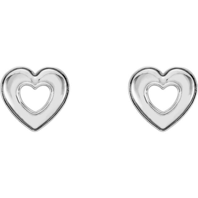 14k White 8.5x8 Mm Heart Earrings