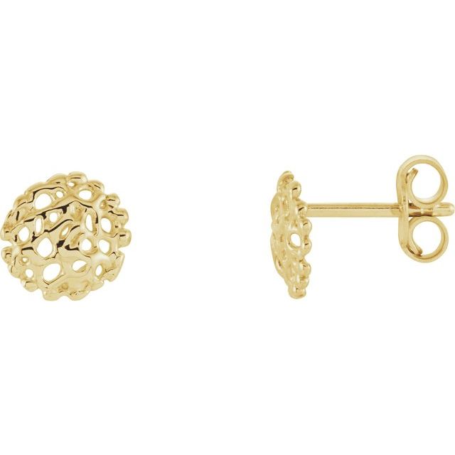 14K Yellow Textured Stud Earrings