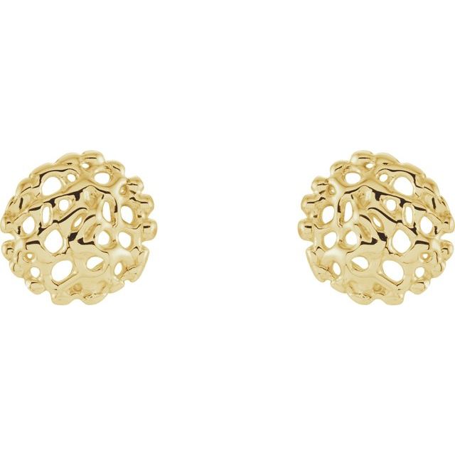 14K Yellow Textured Stud Earrings