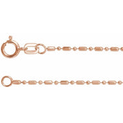 14K Rose 1.15 mm Hollow Diamond-Cut Bead 16' Chain
