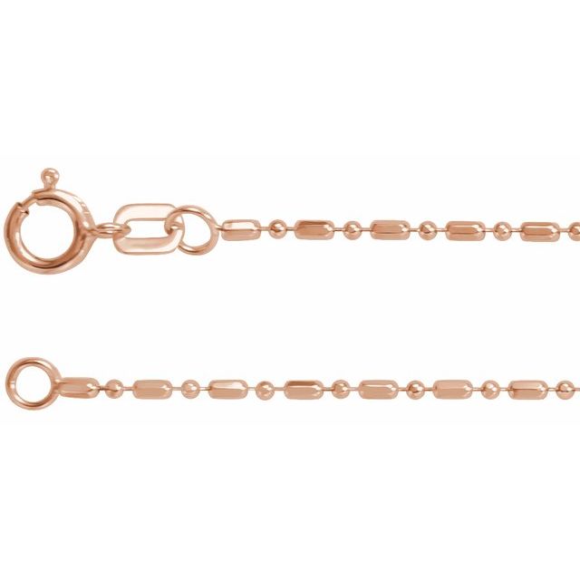 14K Rose 1.15 mm Hollow Diamond-Cut Bead 24' Chain