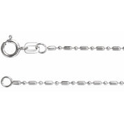 14K White 1.15 mm Hollow Diamond-Cut Bead 7' Chain