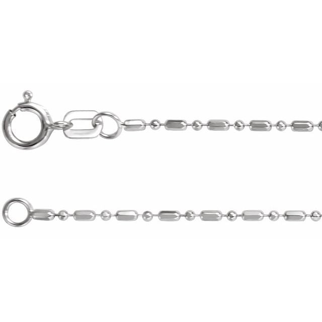 14K White 1.15 mm Hollow Diamond-Cut Bead 7' Chain