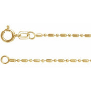 14K Yellow 1.15 mm Hollow Diamond-Cut Bead 7' Chain