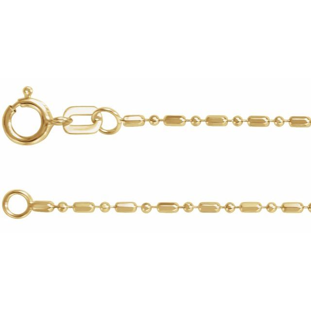 14K Yellow 1.15 mm Hollow Diamond-Cut Bead 7' Chain
