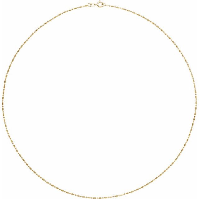 14K Yellow 1.15 mm Hollow Diamond-Cut Bead 18' Chain